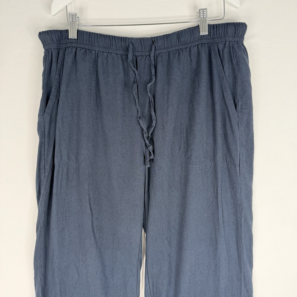 Splendid Angie Crop Wide Leg Linen Blend Pants Navy Drawstring Large - Picture 11 of 14